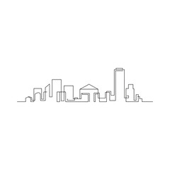 Obraz premium Cityscape silhouette on a white background continuous line drawing style