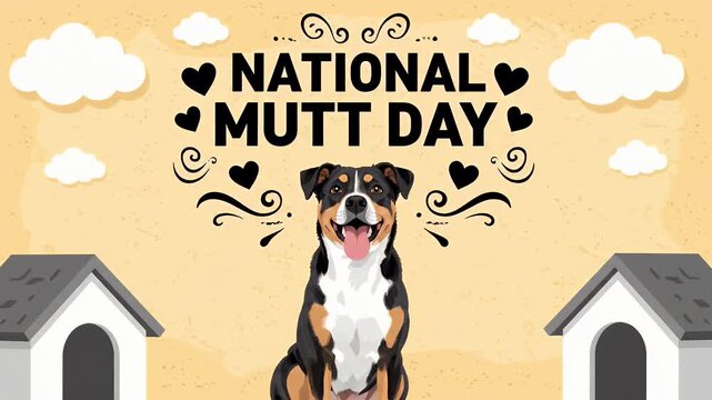 National mutt day celebration with a cute dog illustration for animal shelter awareness campaign