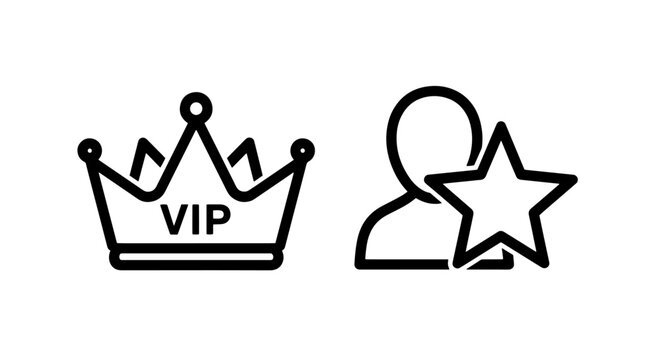 Vip crown and user profile star ranking icons with exclusive