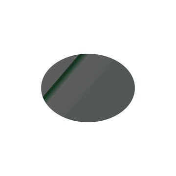 Glossy black oval button with metallic reflection, sleek dark grey elliptical shape vector, polished charcoal plastic badge icon, minimalist geometric element for web interface design