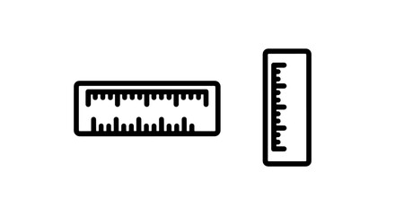 Fototapeta premium Black line icons of measuring rulers with measurement