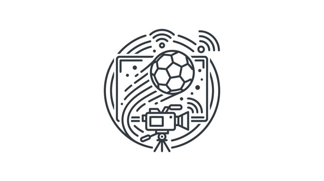 Soccer match live broadcasting and video production icon.