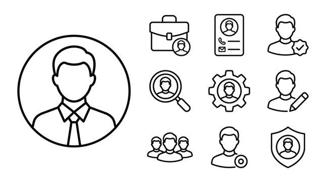 User profile icons collection, hr, recruitment, management, analytics