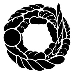 Fototapeta premium Black laurel wreath with sun