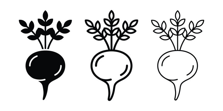 Peru maca icon silhouette vector, bold outline and line art design