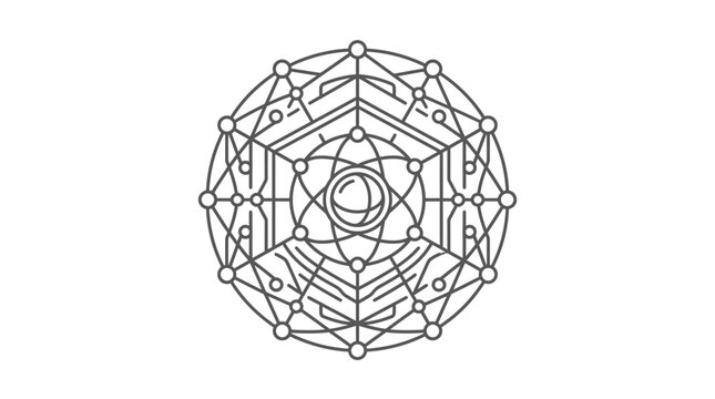 Geometric neural network sphere representing complex artificial intelligence.