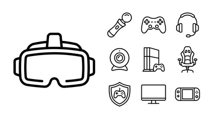 Virtual Reality VR Headset and Gaming Icons Collection © khami