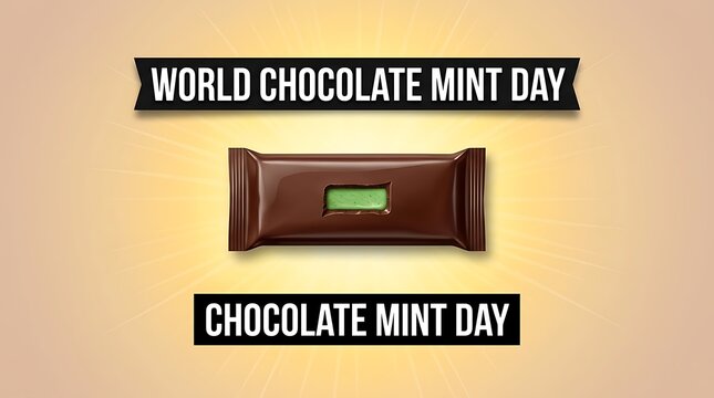 Delicious chocolate mint candy bar with green filling perfect for world chocolate mint day celebration