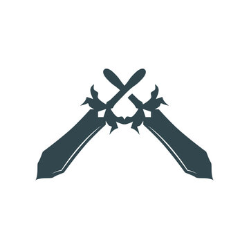 Sword logo template, simple silhouette design and symbol of strength for brands or posters with a minimalist style