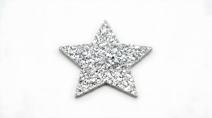 Fototapeta premium Sparkling Silver Glitter Star Shape Symbol Representing Celebration Achievement Success Festive Decoration Shiny Twinkling Surface Appears Magical and Bright Under Soft Light Displaying Festive