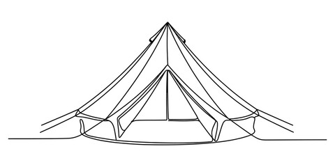Continuous single line drawing of a camping tent © Surjo Stocker_2026