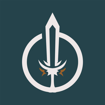 Sword logo template, simple silhouette design and symbol of strength for brands or posters with a minimalist style
