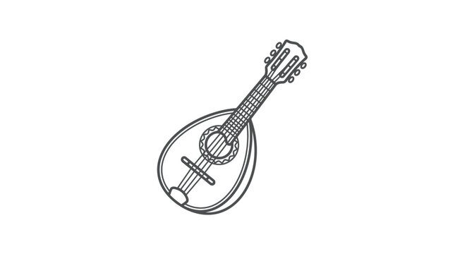 Simple mandolin line art icon on white background