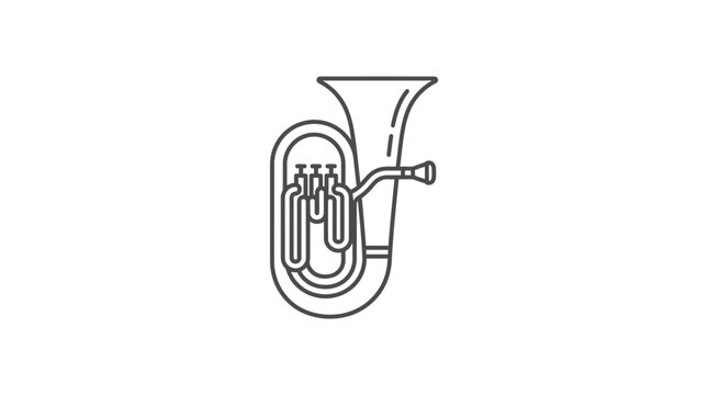 Simple tuba brass instrument line art icon on white.