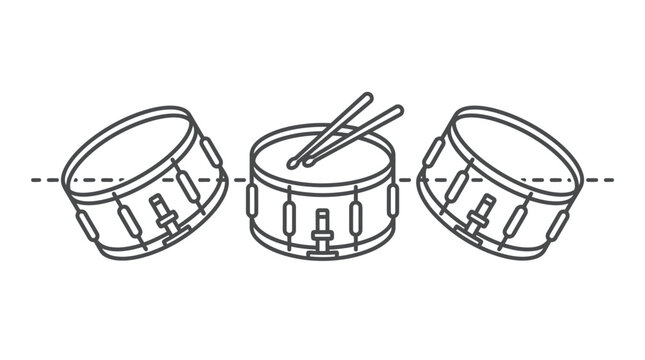 Three marching snare drums with sticks icon.