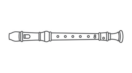 Wooden recorder flute woodwind musical instrument line icon. © nur