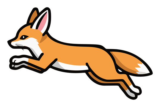 Fennec fox jumping mid-air isolated on white background. Generative AI
