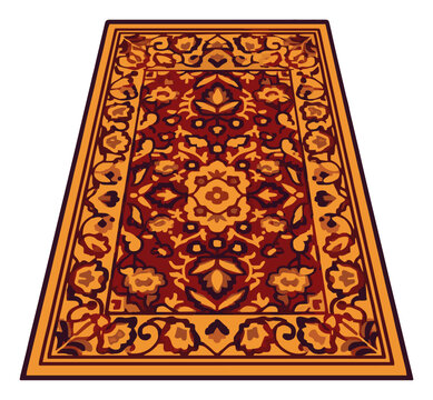 Persian area rug flat vector illustration. Generative AI