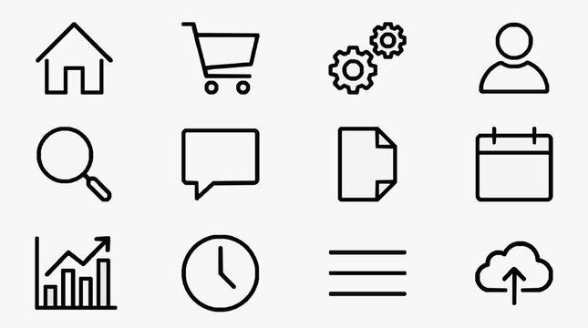 Sleek modern web user interface icons set for websites and applications with clean design elements and intuitive symbols