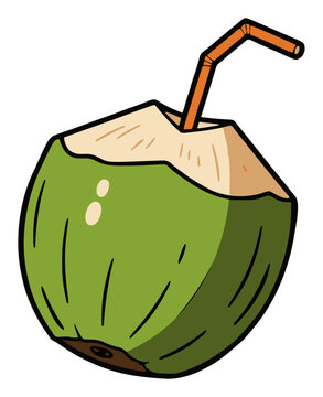 Fresh coconut water drink vector illustration isolated. Generative AI