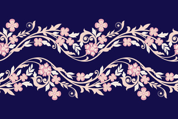 floral seamless background Geometric ethnic oriental ikat seamless pattern traditional Design for background,carpet,wallpaper,clothing,wrapping,Batik,fabric,Vector illustration embroidery style. © tubtim