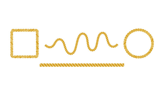Collection of decorative golden rope frames and dividers showcases circular, square, straight, and wavy designs.