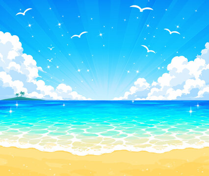 夏の砂浜の背景素材画像