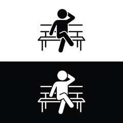 Fototapeta premium Sitting Bench Relax Man Park Rest Break editable vector solid illustration