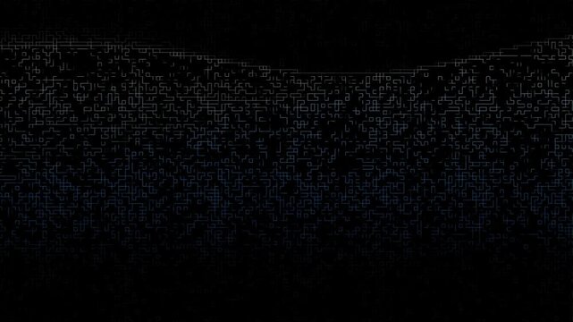 Dynamic blue neon grid lines flowing in dark cyber space. 4K Video