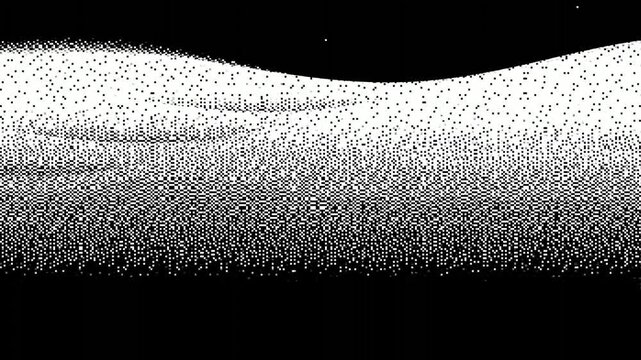 Monochrome grainy organic wave animation with stippled texture. 4K Video