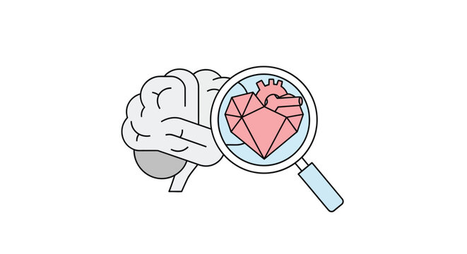 Stylized brain with gray lobes on a transparent background