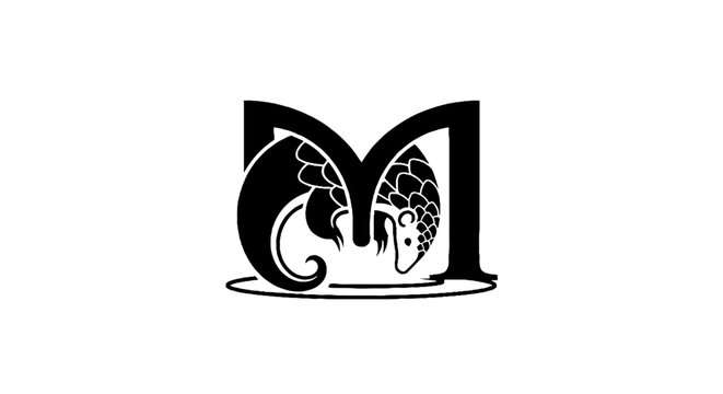Stylized black and white ram head logo design.