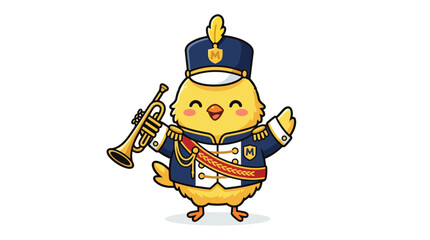 Cute Chick Musician in Marching Band Uniform Playing Trumpet © Sifaul