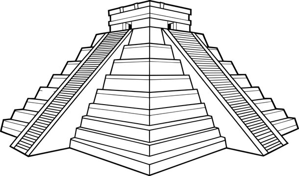Maya Pyramid Architecture Vector Illustration