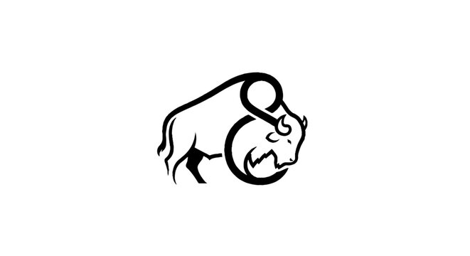 Black and white buffalo infinity symbol logo design.