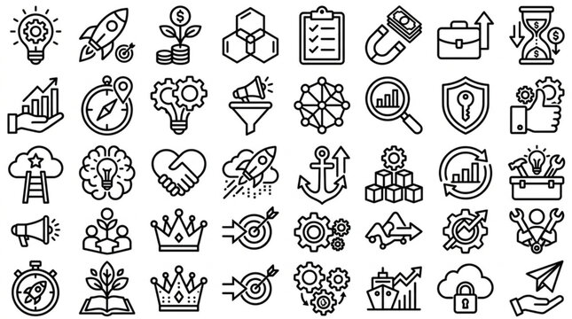 Business and Finance Icons Set Vector Illustration.