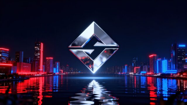 Futuristic cityscape with neon lights