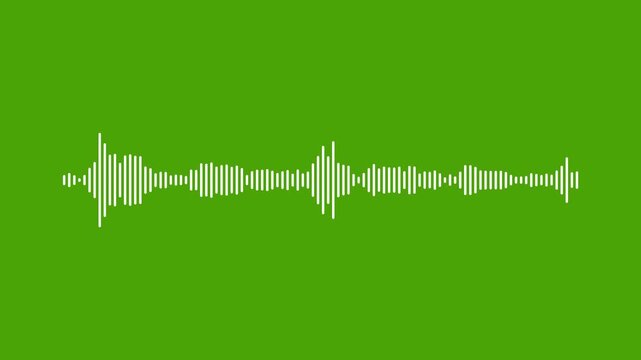 overlay music sound wave green screen background. white audio equalizer motion graphic. Line digital minimalist voice and soundtrack audio waveform equalizer 4k.