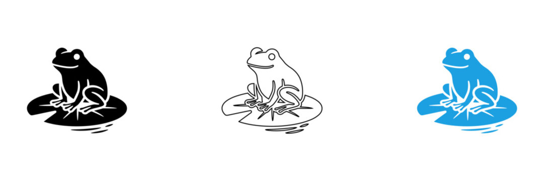 Frog sitting on three different colored lily pads isolated on transparent background, Vector
