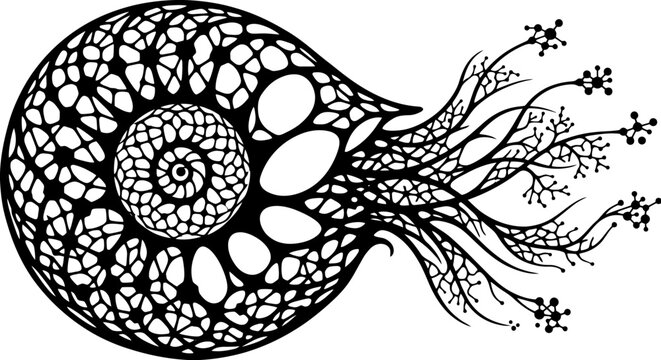 Intricate Abstract Organic Shape with Branching Tendrils.