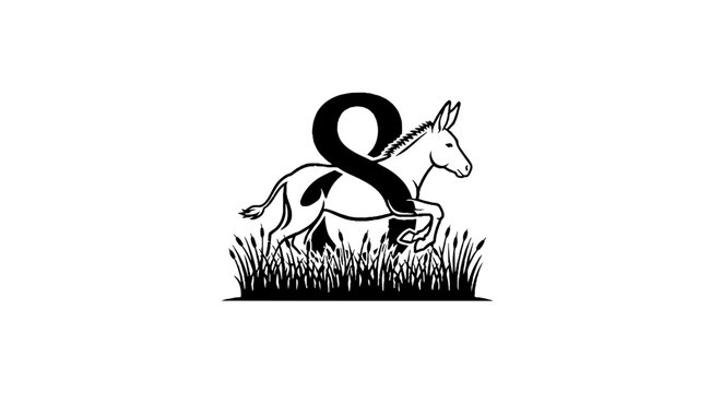 Black and white donkey logo with infinity symbol design.