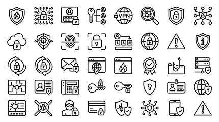 Cybersecurity Icons Set Digital Security Technology Concepts. © Te