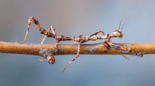 Intricate Stick Insect Perfectly Camouflaged on a Twig, Showcasing Nature's Masterful Mimicry and Wildlife Detail