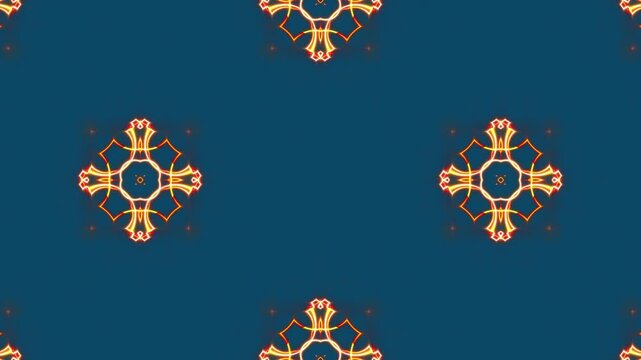 Intricate Golden Symmetrical Pattern on Dark Blue Background.