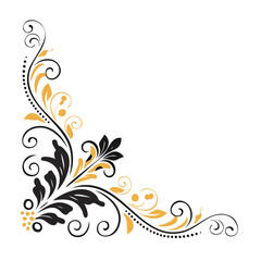Fototapeta premium Black and gold floral wreath vector