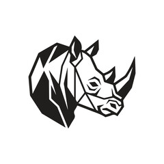 Geometric rhino head profile illustration with rhinoceros geometric wildlife © Saharima