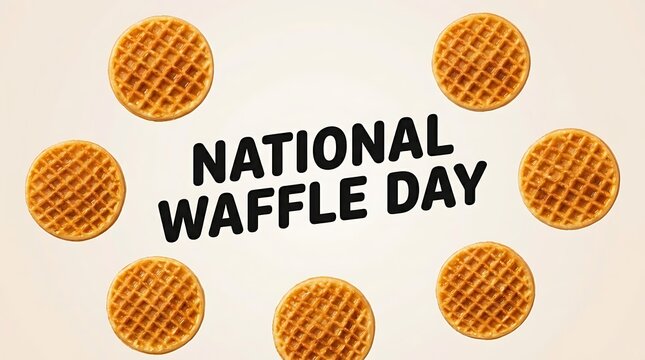 Delicious golden brown waffle cookies arranged in a fun pattern celebrating national waffle day event