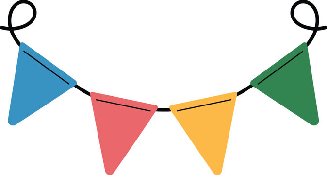 Colorful Triangle Party Banners on White Background