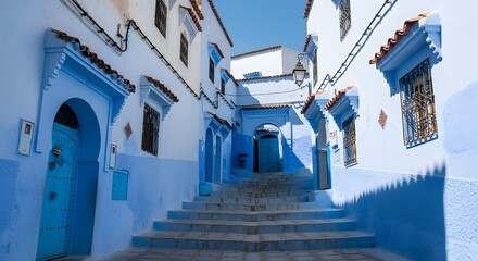 Fototapeta premium Charming blue streets and traditional architecture in chefchaouen