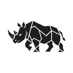 Geometric rhino vector silhouette graphic design with rhinoceros, geometric © Saharima